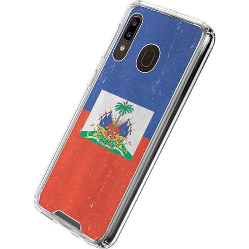 Haitian Flag Distressed Galaxy A30 Clear Case